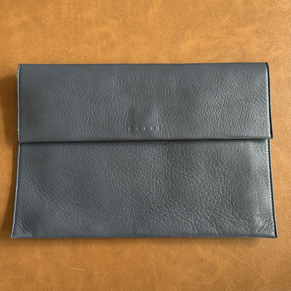 Marni, blue leather clutch